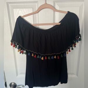 Off the shoulder Tassel Top